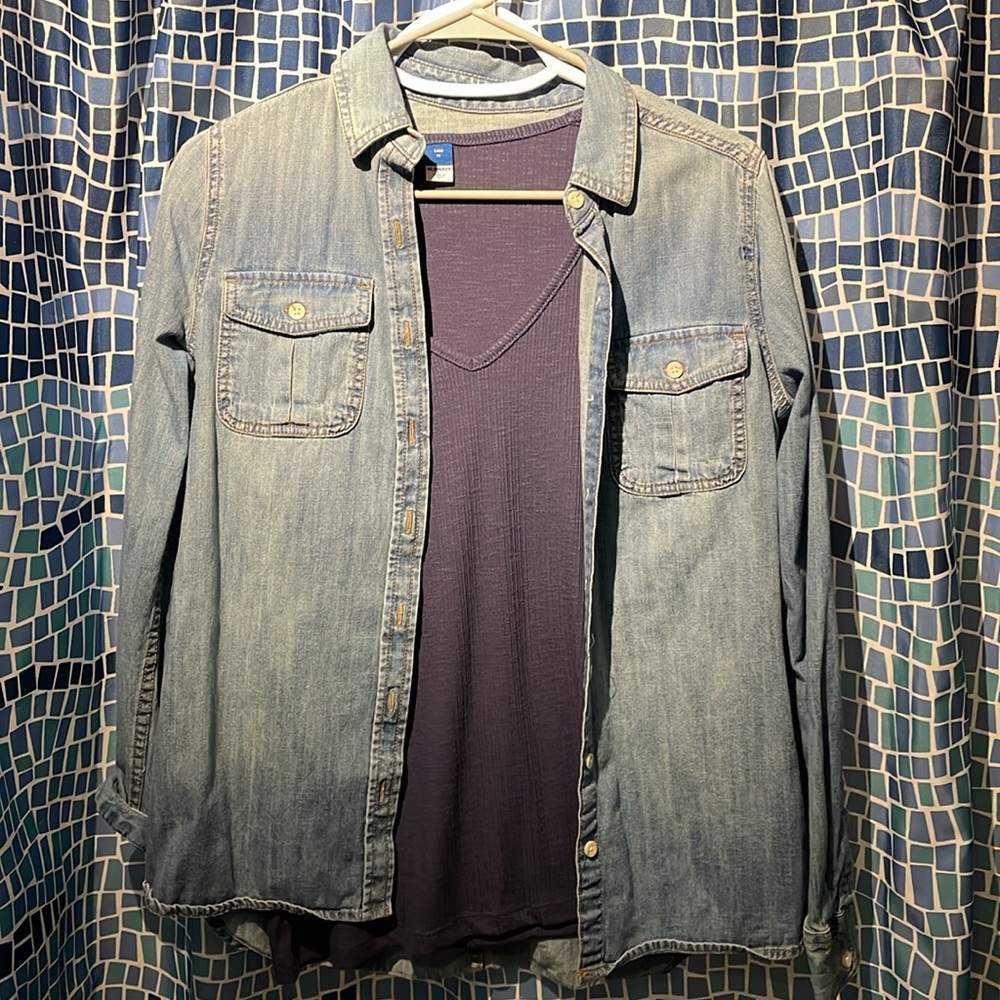 Denim Button Down Top by Mossimo